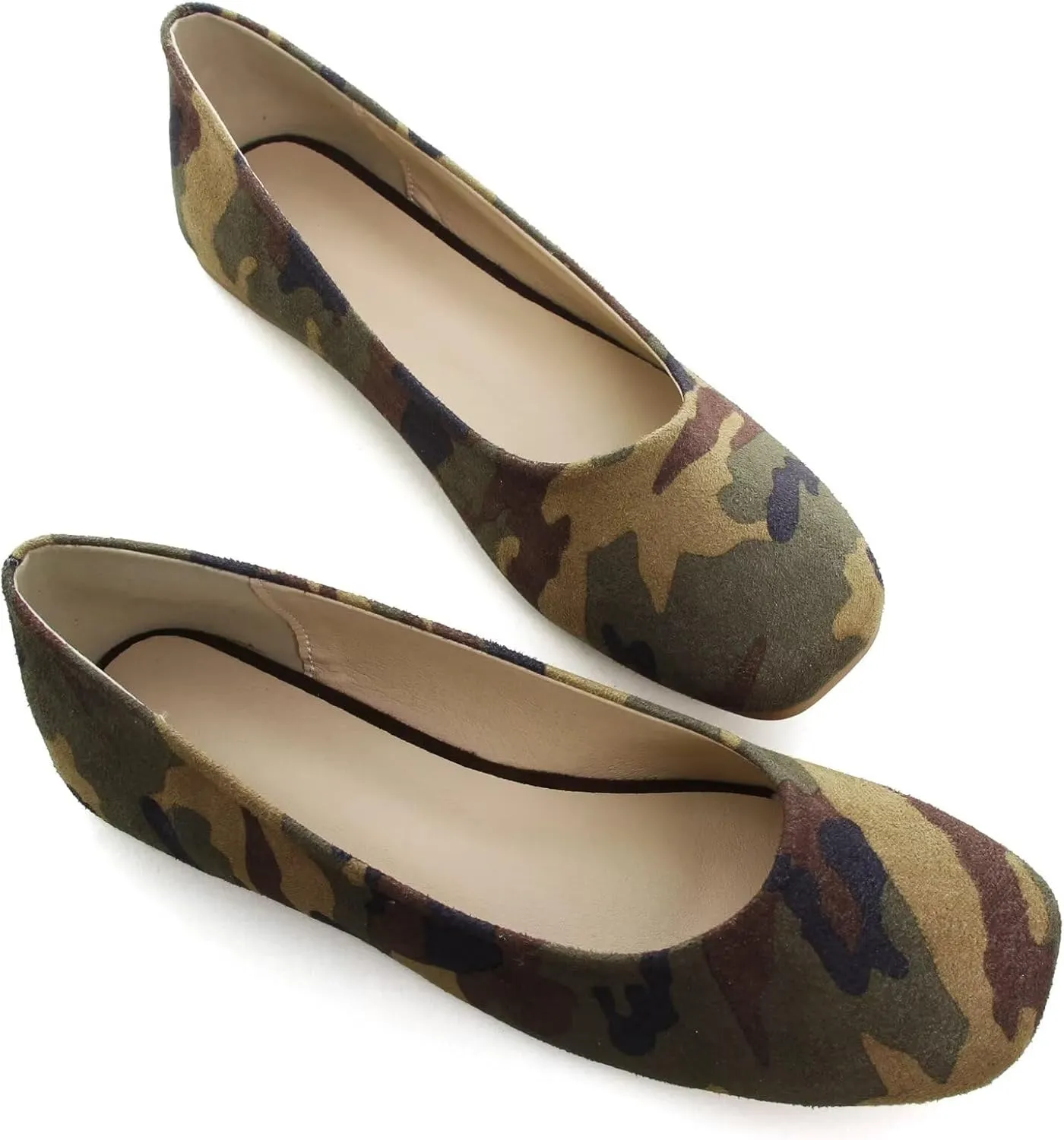 TN TANGNEST Women's Ballet Flats Cute Square Toe Dress Flats Soft Work Flats