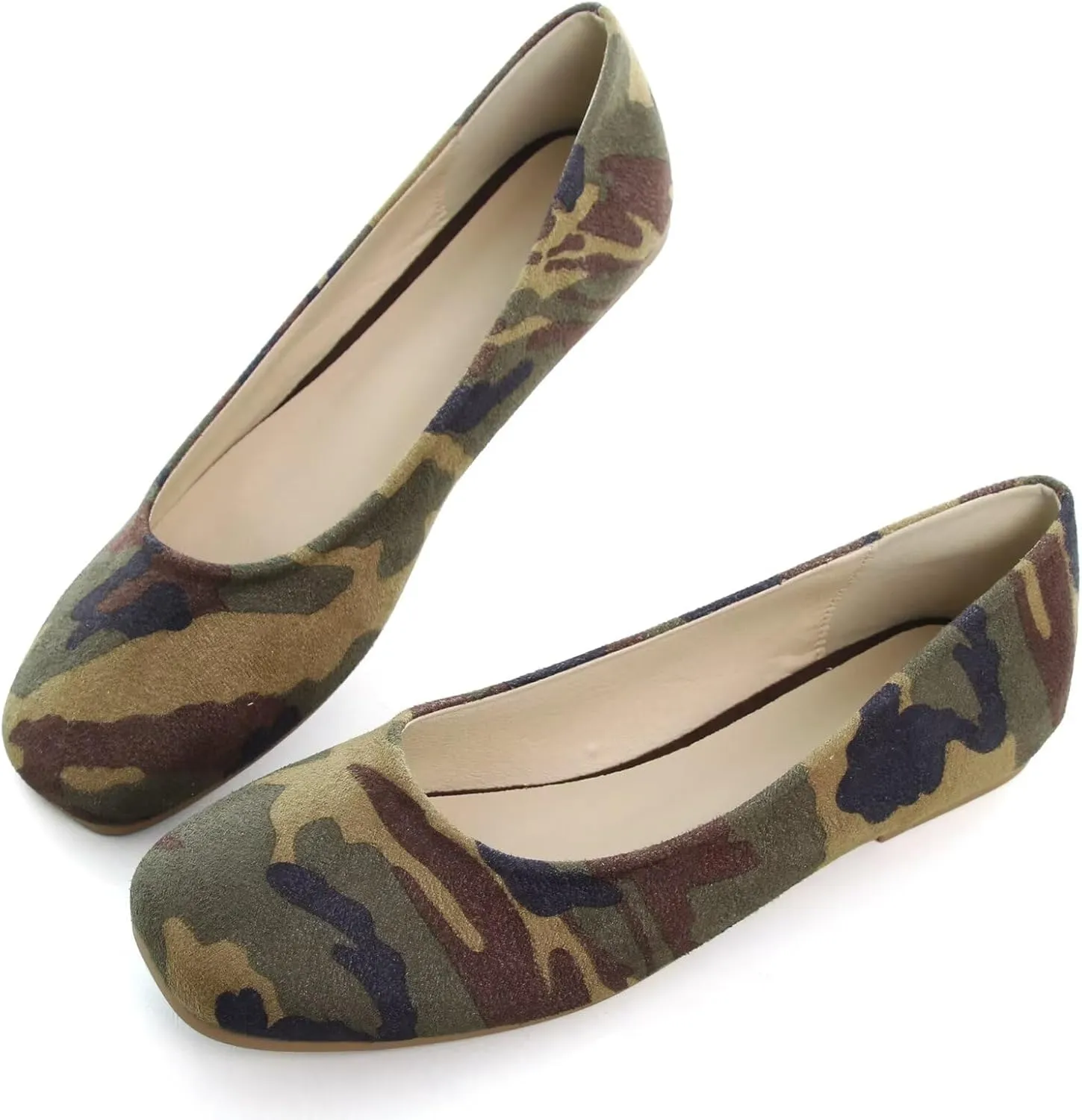 TN TANGNEST Women's Ballet Flats Cute Square Toe Dress Flats Soft Work Flats