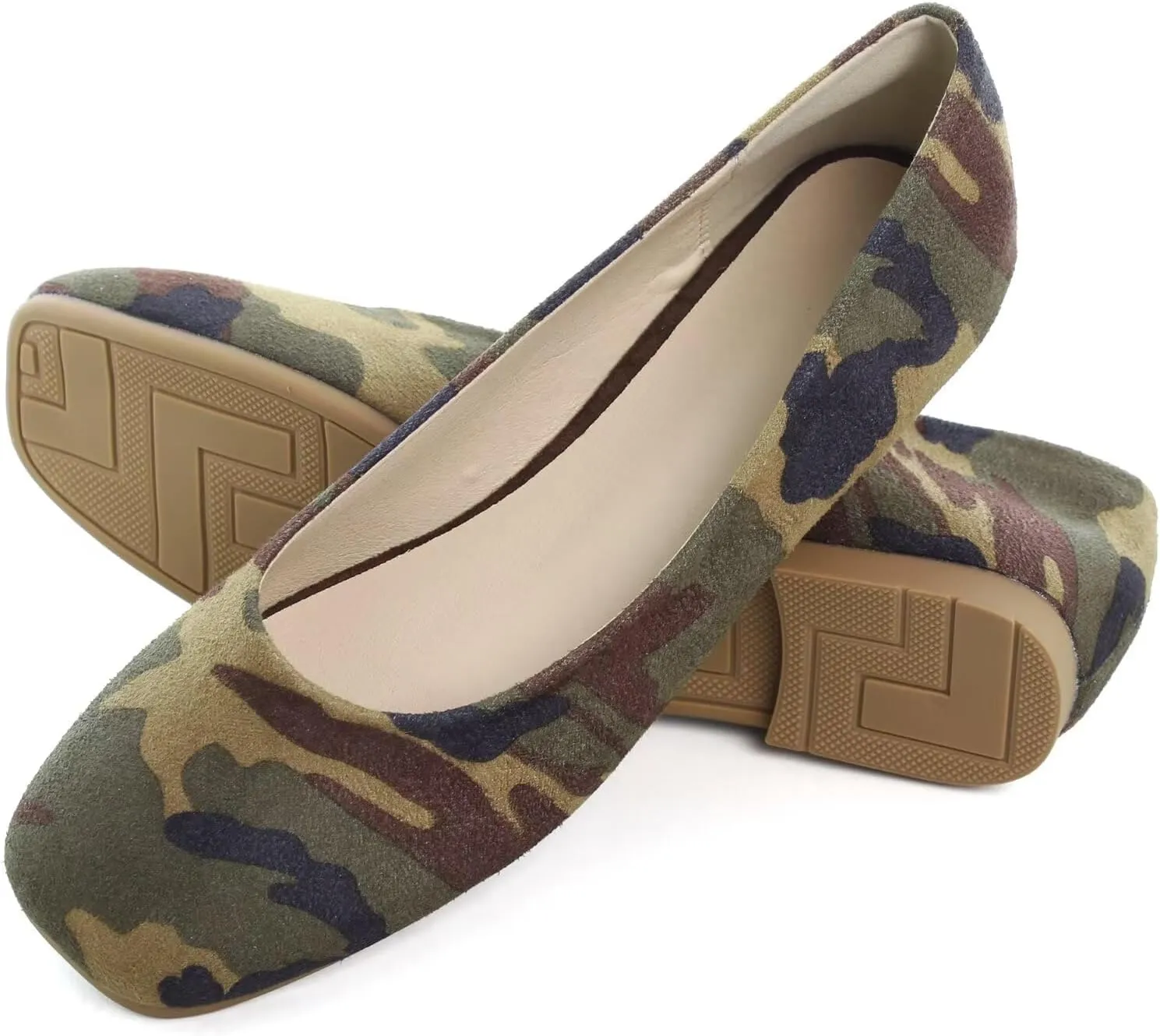TN TANGNEST Women's Ballet Flats Cute Square Toe Dress Flats Soft Work Flats