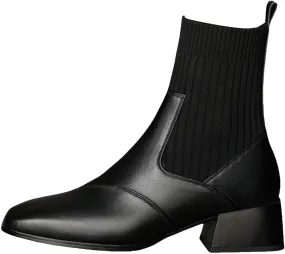 Womens Boots Ankle Boots for Women Fall Winter 2024 Knitted Slim Shoes With Square Toe And Mid Heel Elastic Booties