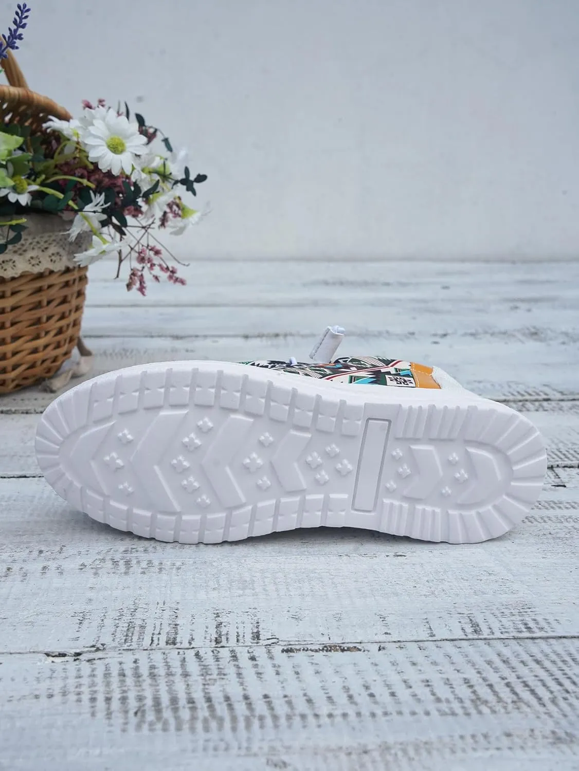 Women's Comfortable Dudes Wendy Aztec Print Lace-up Loafers Orthopedic Ultralight Canvas Boat Casual Shoes with Arch Support