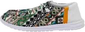 Women's Comfortable Dudes Wendy Aztec Print Lace-up Loafers Orthopedic Ultralight Canvas Boat Casual Shoes with Arch Support