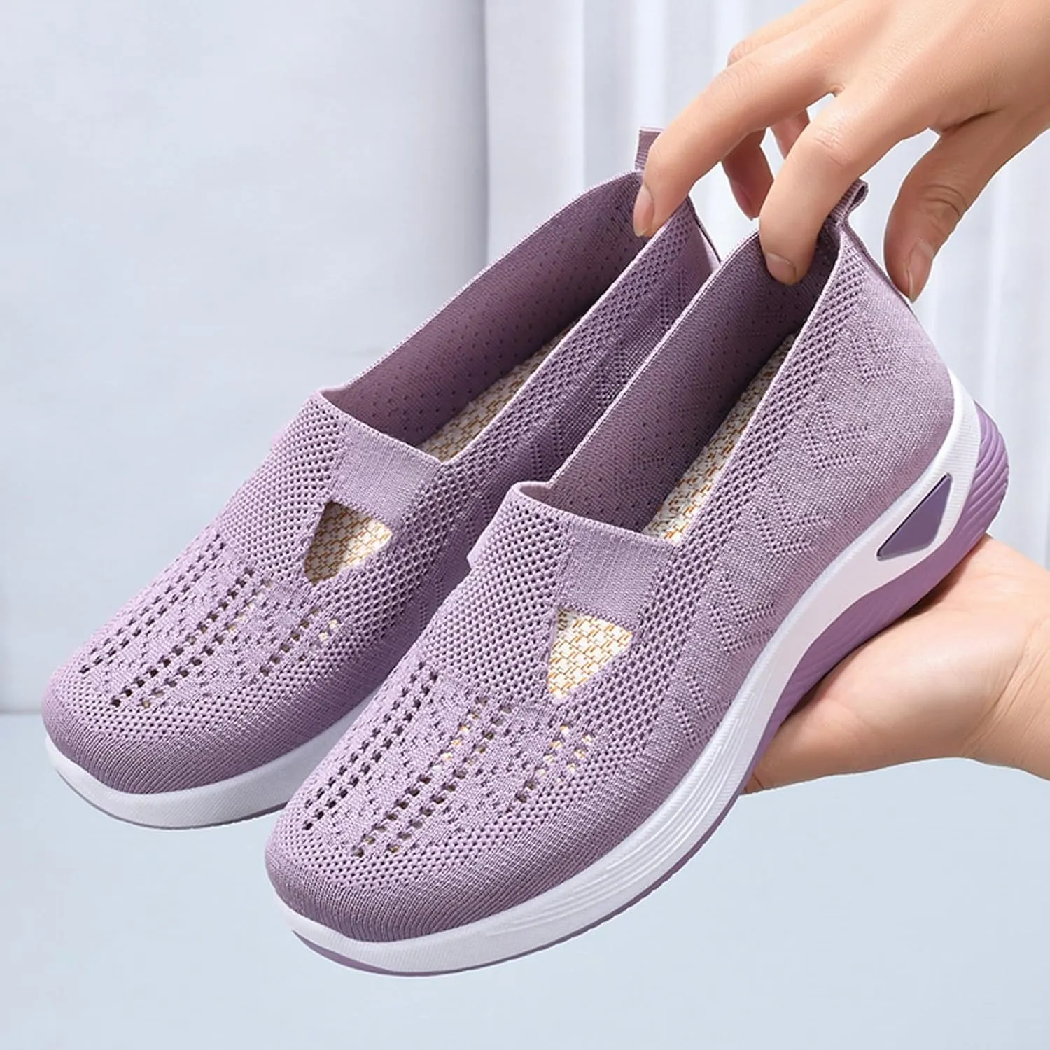 Womens Orthopedic Casual Walking Sneakers Slip On Shoes with Arch Support Comfortable Loafers Plantar Fasciitis Relief Foot Heel Pain Diabetic