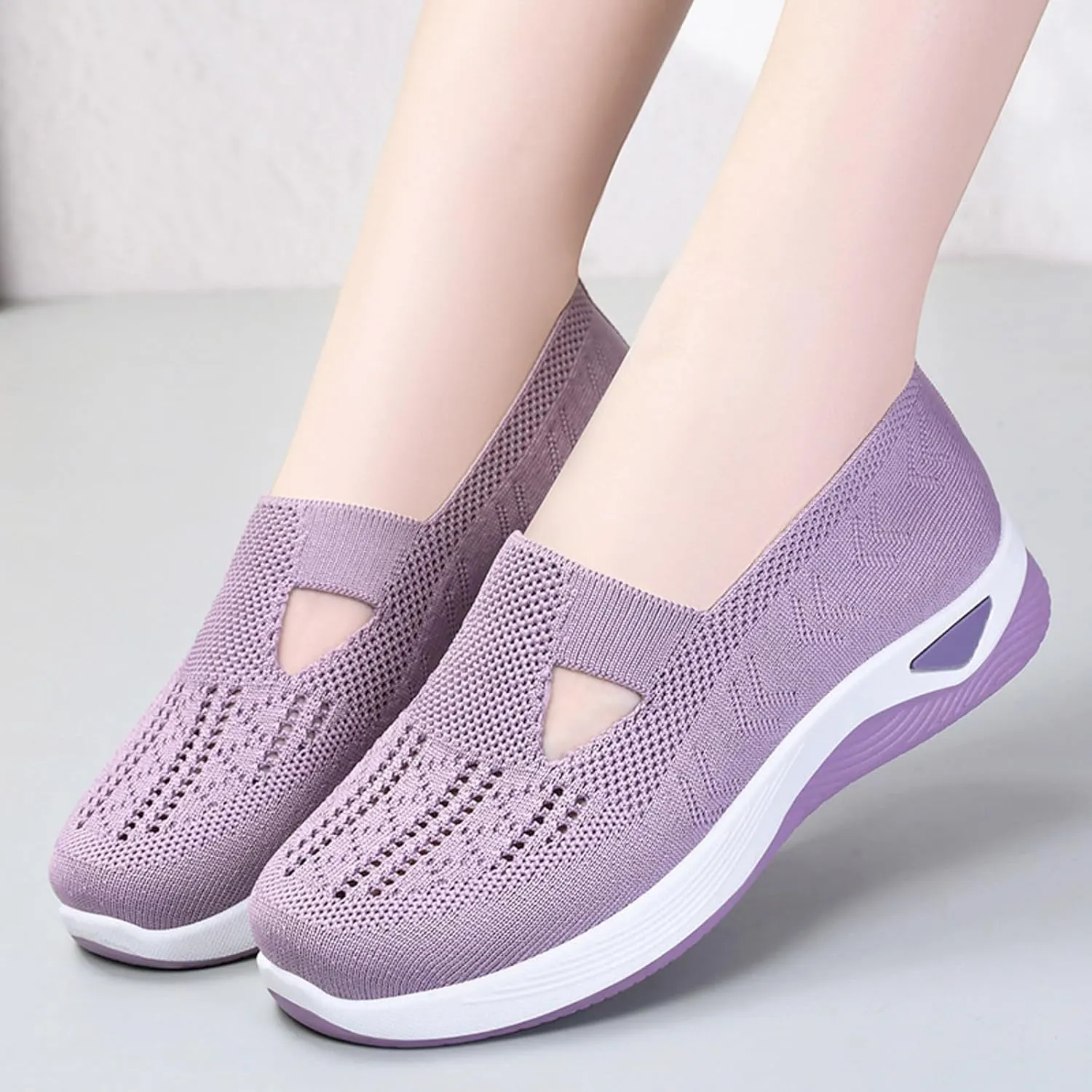 Womens Orthopedic Casual Walking Sneakers Slip On Shoes with Arch Support Comfortable Loafers Plantar Fasciitis Relief Foot Heel Pain Diabetic