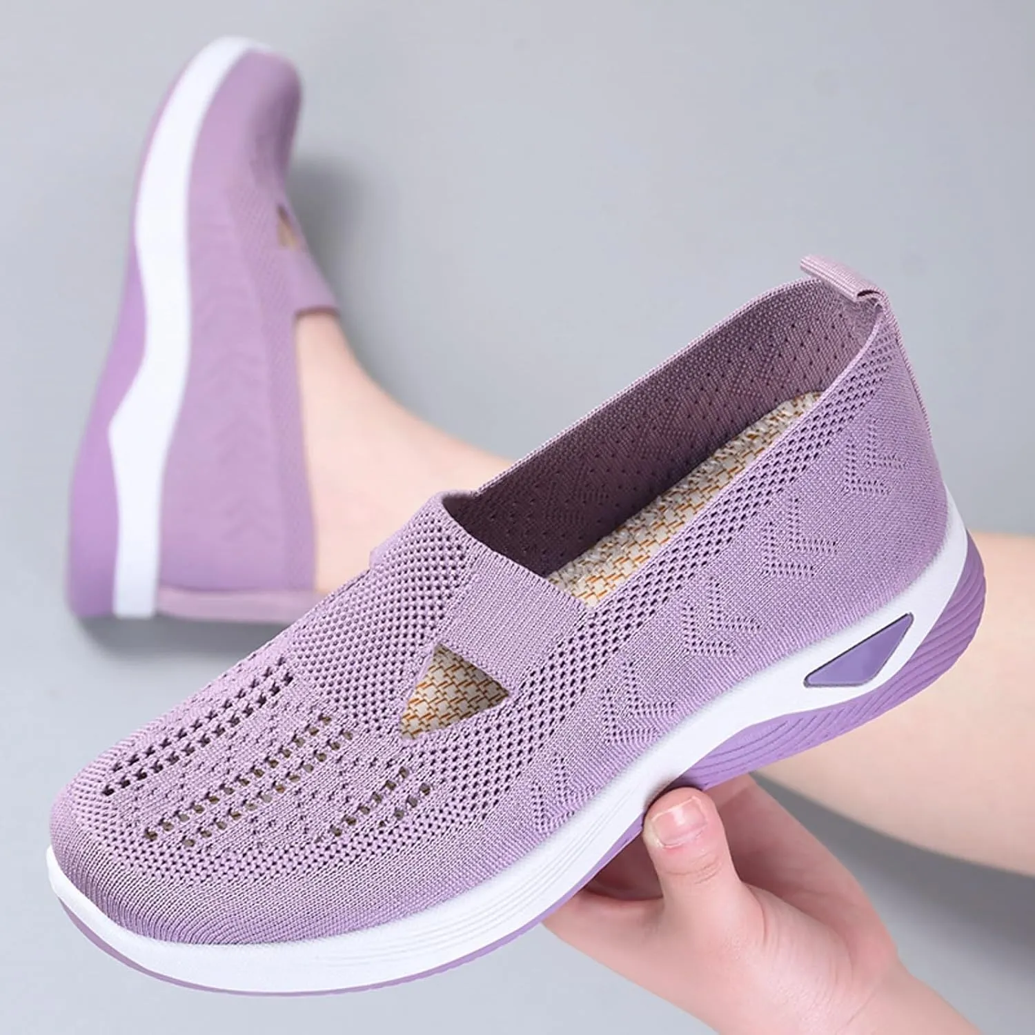 Womens Orthopedic Casual Walking Sneakers Slip On Shoes with Arch Support Comfortable Loafers Plantar Fasciitis Relief Foot Heel Pain Diabetic