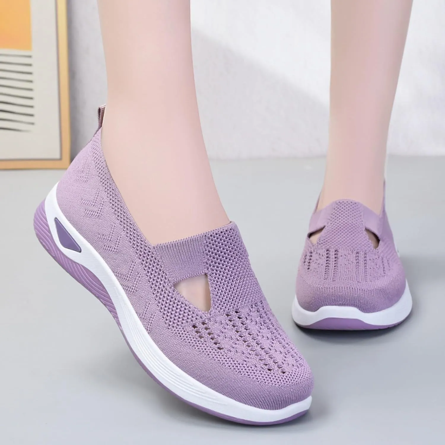 Womens Orthopedic Casual Walking Sneakers Slip On Shoes with Arch Support Comfortable Loafers Plantar Fasciitis Relief Foot Heel Pain Diabetic