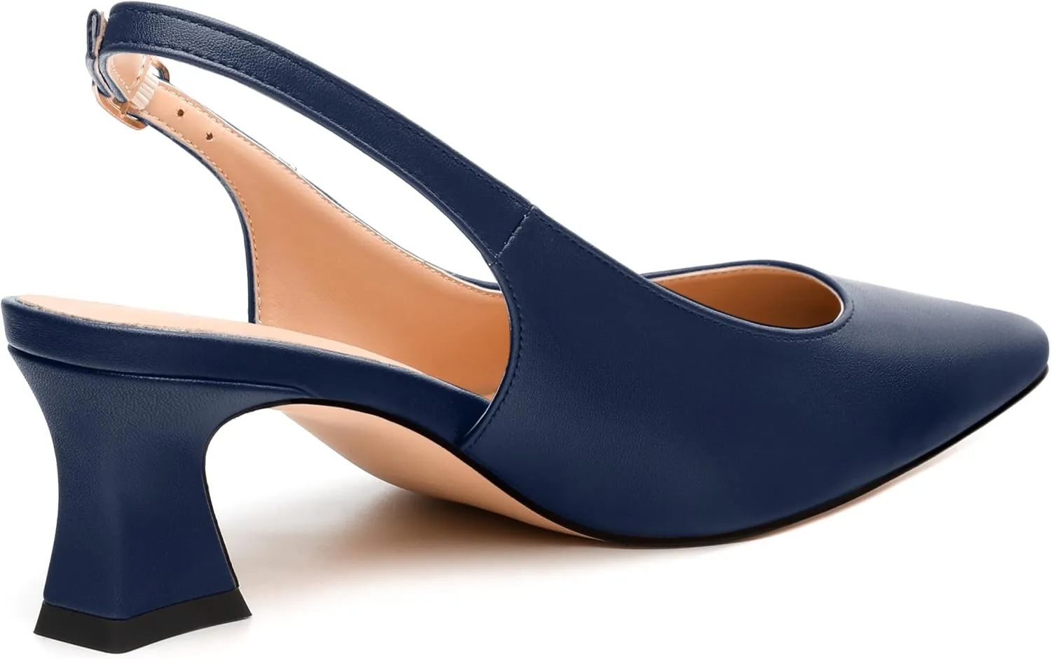 Womens Pumps, Square Toe Small Chunky Heel Slingbacks for Women, Leather Insole Slingback Pumps Buckle Closure 2"