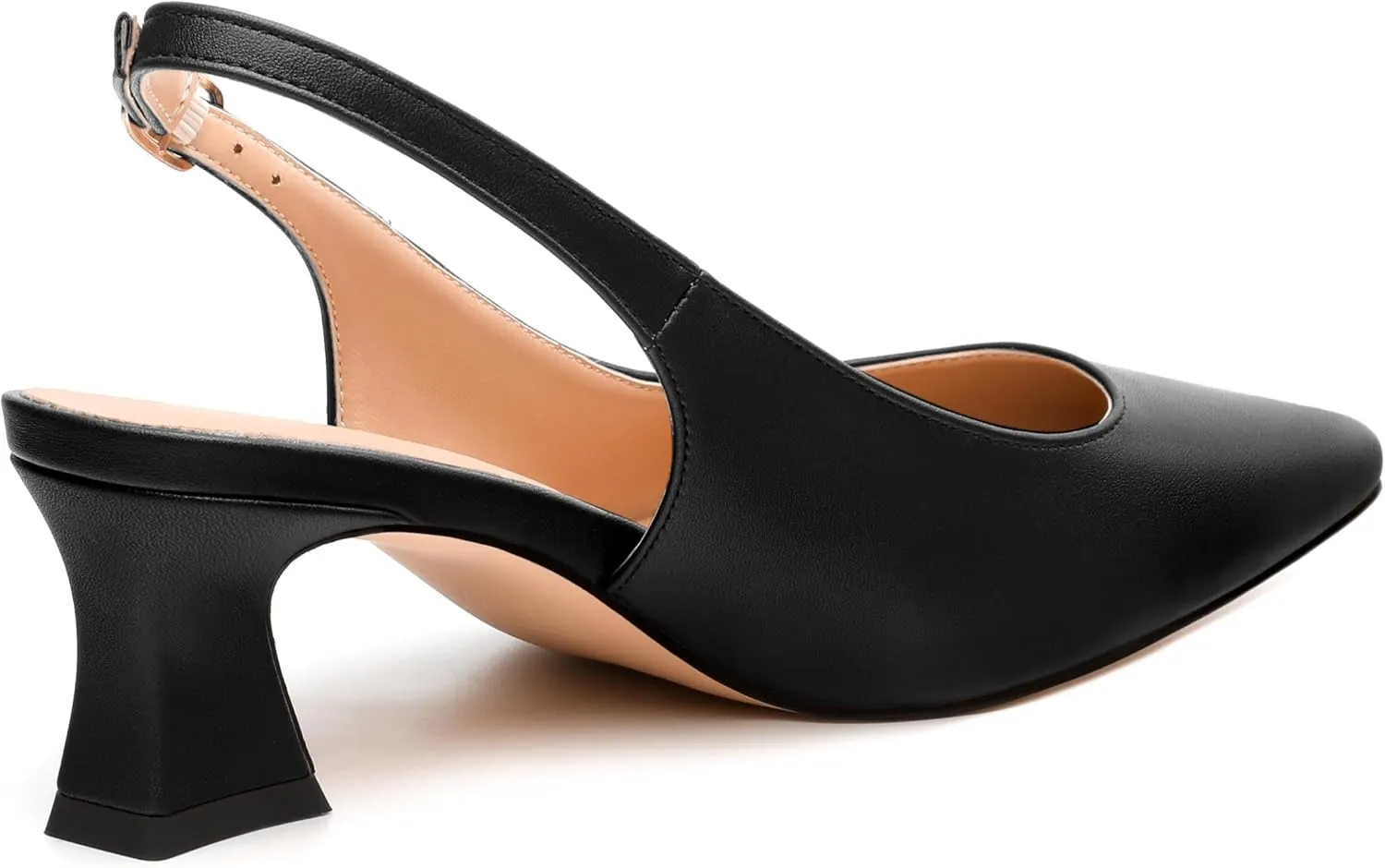 Womens Pumps, Square Toe Small Chunky Heel Slingbacks for Women, Leather Insole Slingback Pumps Buckle Closure 2"