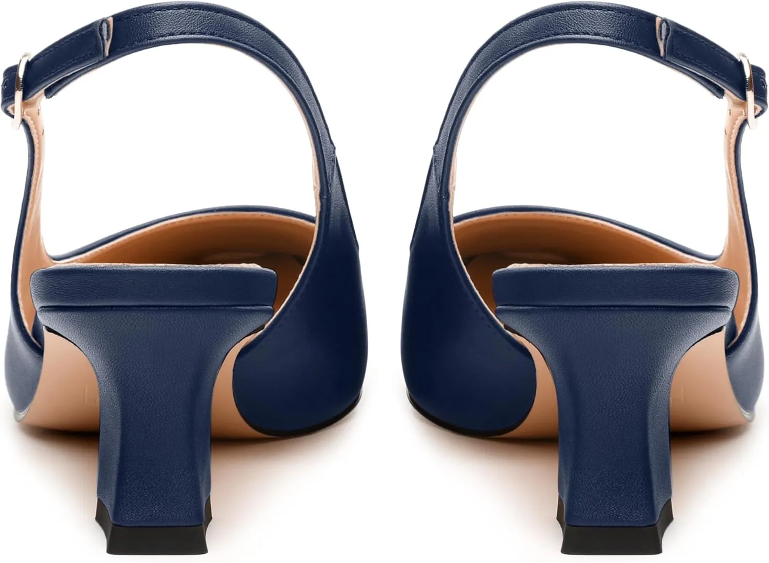 Womens Pumps, Square Toe Small Chunky Heel Slingbacks for Women, Leather Insole Slingback Pumps Buckle Closure 2"