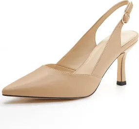 Women's Slingback Kitten Heels Closed Pointed Toe Backless Wedding Party Dress Pumps Shoes