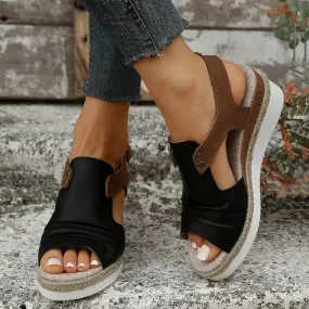 Womenyiaor Wedge Sandals for Women, Espadrilles for Women Open Toe Ankle Strap Wedge Heels Sandals Dressy Summer Platform Sandals Comfortable Slip on Sandals Orthopedic Sandals Casual (B-Black, 7)